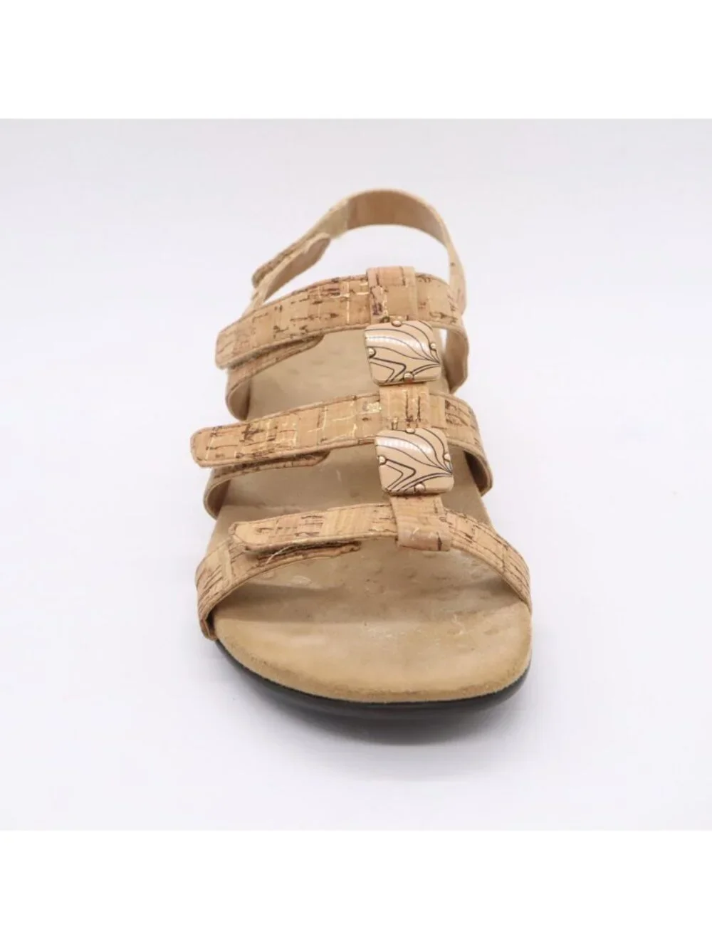 Vionic Sandals Amber Cork Strappy Women's Sz 6 Tan Comfort Orthotic Casual
